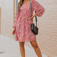 Animal Print Square Neck Balloon Sleeve Dress