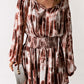 Tie-Dye Smocked Waist Balloon Sleeve Dress
