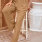 Pleated Detail Straight Leg Pants