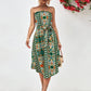 Printed Strapless Tie Belt Dress