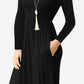 Round Neck Empire Waist Pocket Dress