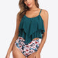 Printed Spaghetti Strap Layered Tankini Set