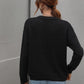 Drop Shoulder Round Neck Ribbed Cuff Sweater