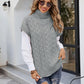 Mixed Knit Short Sleeve Turtleneck Sweater