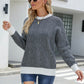 Herringbone Print Ribbed Trim Sweater