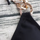 Chain Detail Tied Halter Neck Bikini Set
