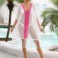 Contrast Fringe Trim Openwork Cover-Up Dress