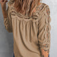 Crochet Openwork Three-Quarter Sleeve Blouse