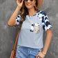 Mixed Print Sequin Pocket T-Shirt
