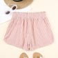 Striped Frayed Hem Paperbag Shorts