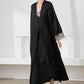 Contrast Lace Trim Satin Night Dress and Robe Set
