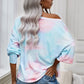 Tie-Dye Boat Neck Batwing Sleeve Tee