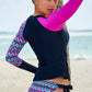 Color Block Long Sleeve Two-Piece Swimsuit