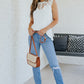 Lace Yoke Round Neck Tank