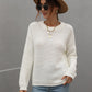Drop Shoulder Round Neck Ribbed Cuff Sweater