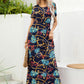 Printed Round Neck Short Sleeve Maxi Dress