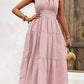 V-Neck Smocked Waist Sleeveless Tiered Dress