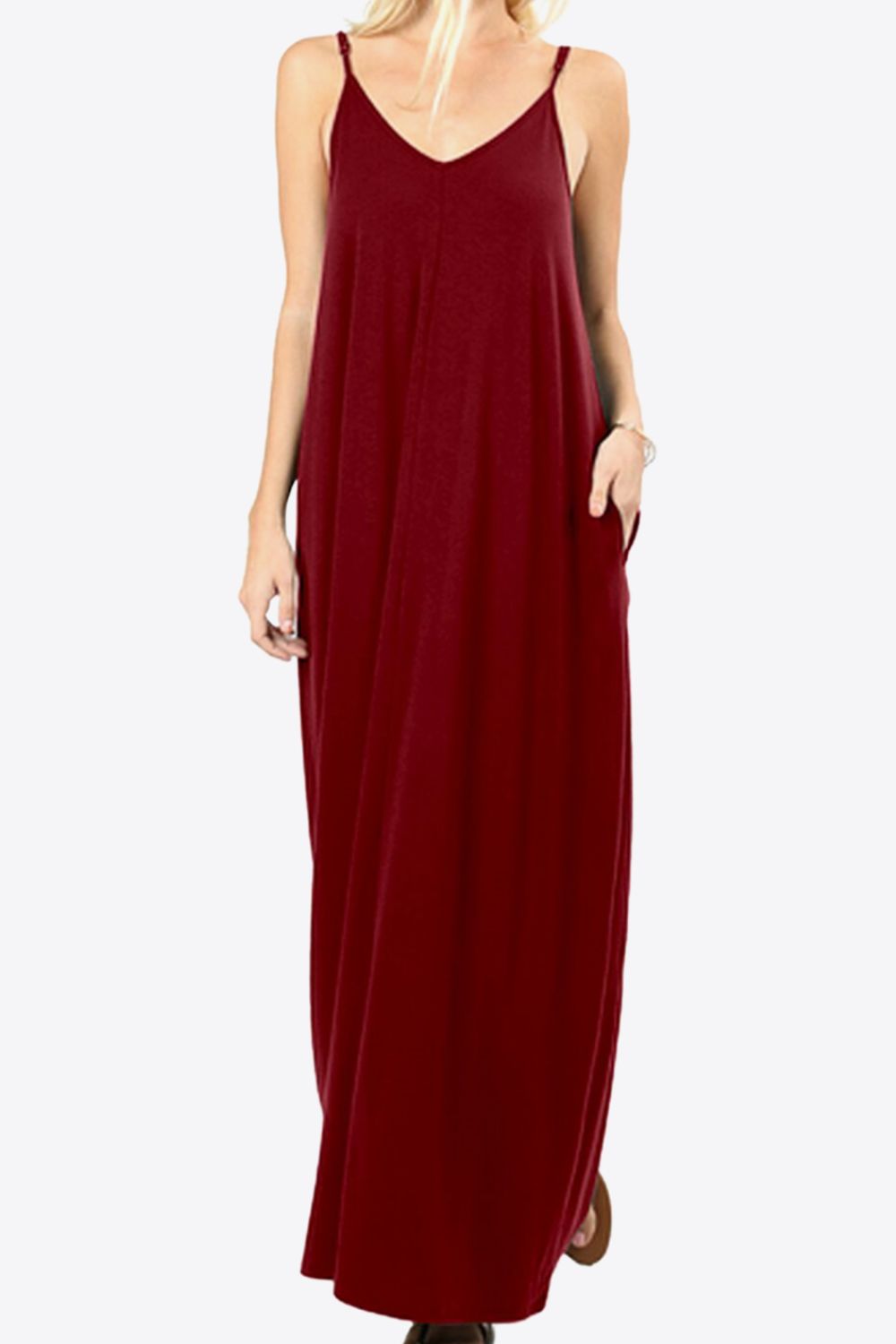 Floral Spaghetti Strap Maxi Dress with Pockets