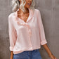 Eyelet Ruffles Button Crinkled Shirt