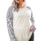 Plus Size Mixed Print Raglan Sleeve Round Neck Top