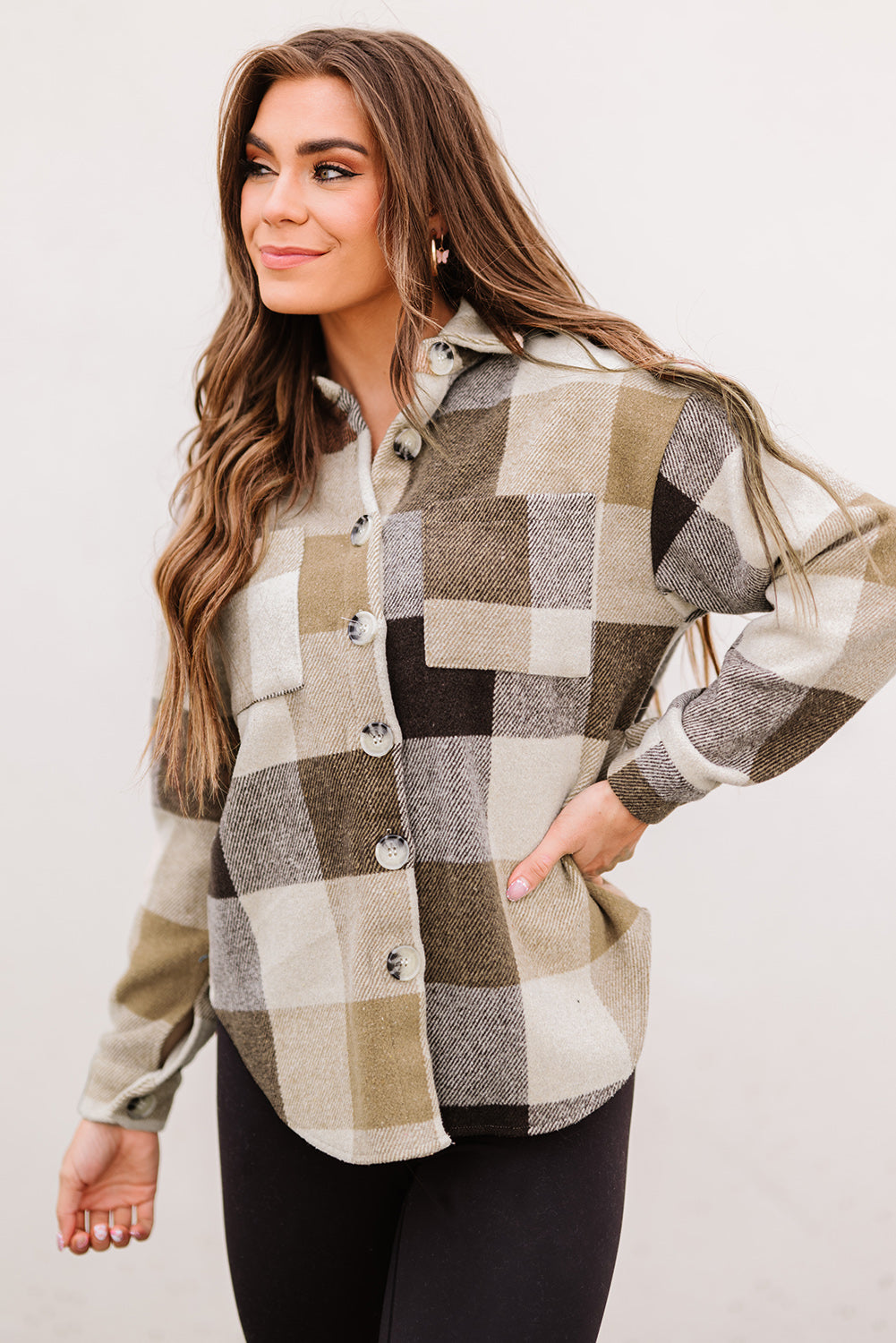 Plaid Brushed Button-Up Shacket