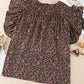 Plus Size Printed Smocked Butterfly Sleeve Blouse
