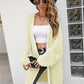 Herringbone Pattern Open Front Longline Fuzzy Cardigan