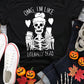 Halloween Skeleton Graphic Round Neck Tee