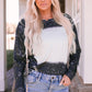 Mixed Print Round Neck Long Sleeve Top