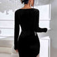 Fringe Detail Cutout Long Sleeve Dress
