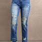 Straight Leg Distressed High Waist Jeans