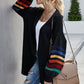 Multicolored Stripe Open Front Longline Cardigan