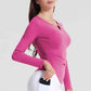 Notched Neck Ruched Sports Top