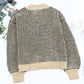 Waffle-Knit Drop Shoulder Button-Down Cardigan