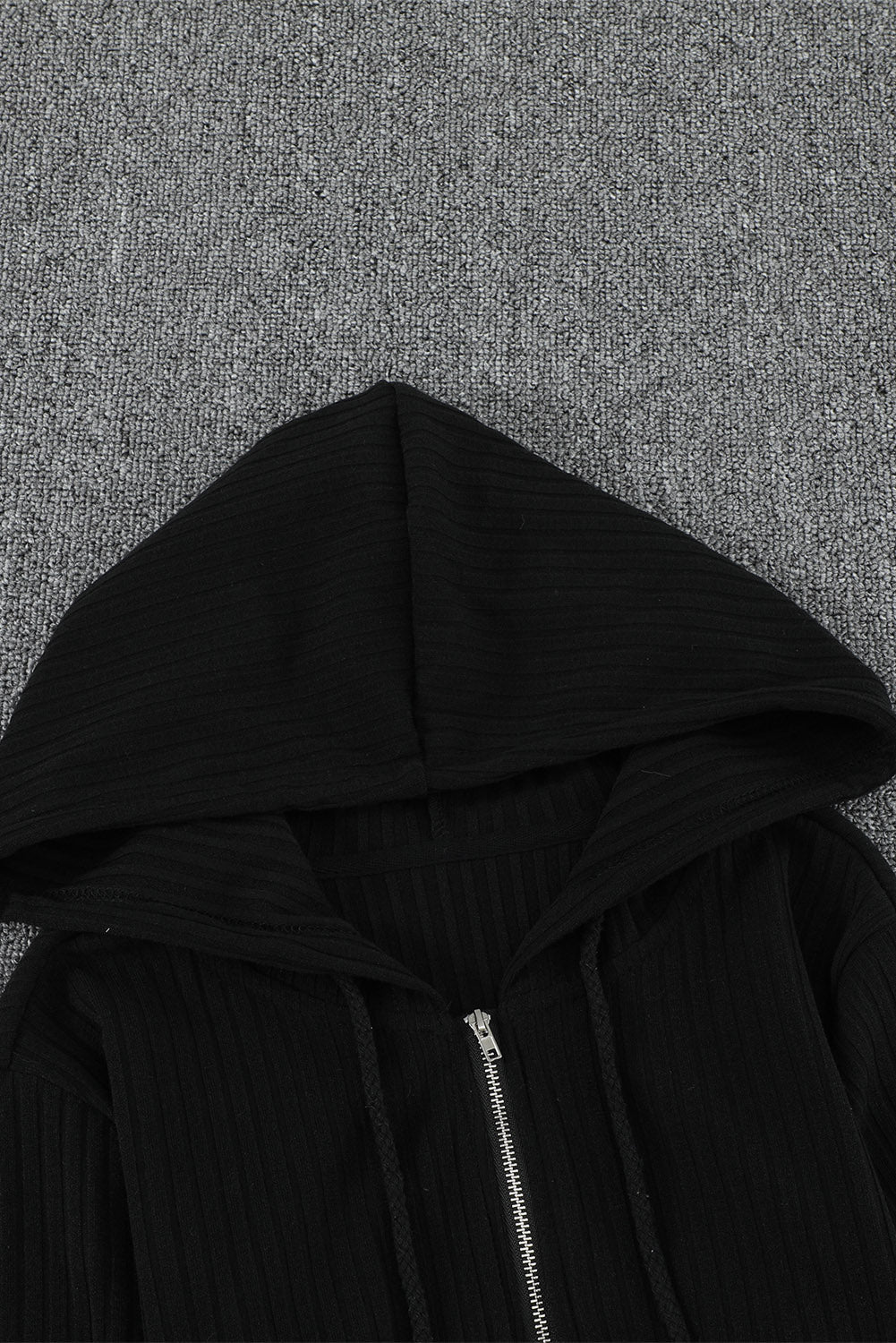Zip-Up Ribbed Hoodie and Joggers Lounge Set