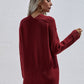 V-Neck Rib-Knit Drop Shoulder Tunic Sweater