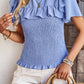 Smocked Tie Back Flutter Sleeve Blouse