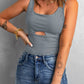 Heathered Cutout Scoop Neck Tank