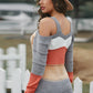 Colorblock Cold Shoulder Sweater
