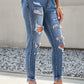 Distressed Frayed Hem Cropped Jeans