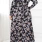Plus Size Round Neck Long Sleeve Maxi Dress with Pockets