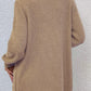 Ribbed Trim Longline Cardigan with Pockets