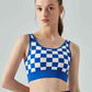 Round Neck Plaid Cropped Sports Tank Top