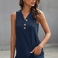 Ribbed Buttoned V-neck Tank