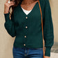 Button Front V-Neck Openwork Cardigan