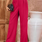 Pleated Detail Straight Leg Pants