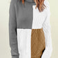 Color Block Drop Shoulder Turtleneck Pullover Sweater