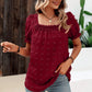 Swiss Dot Puff Sleeve Square Neck Blouse