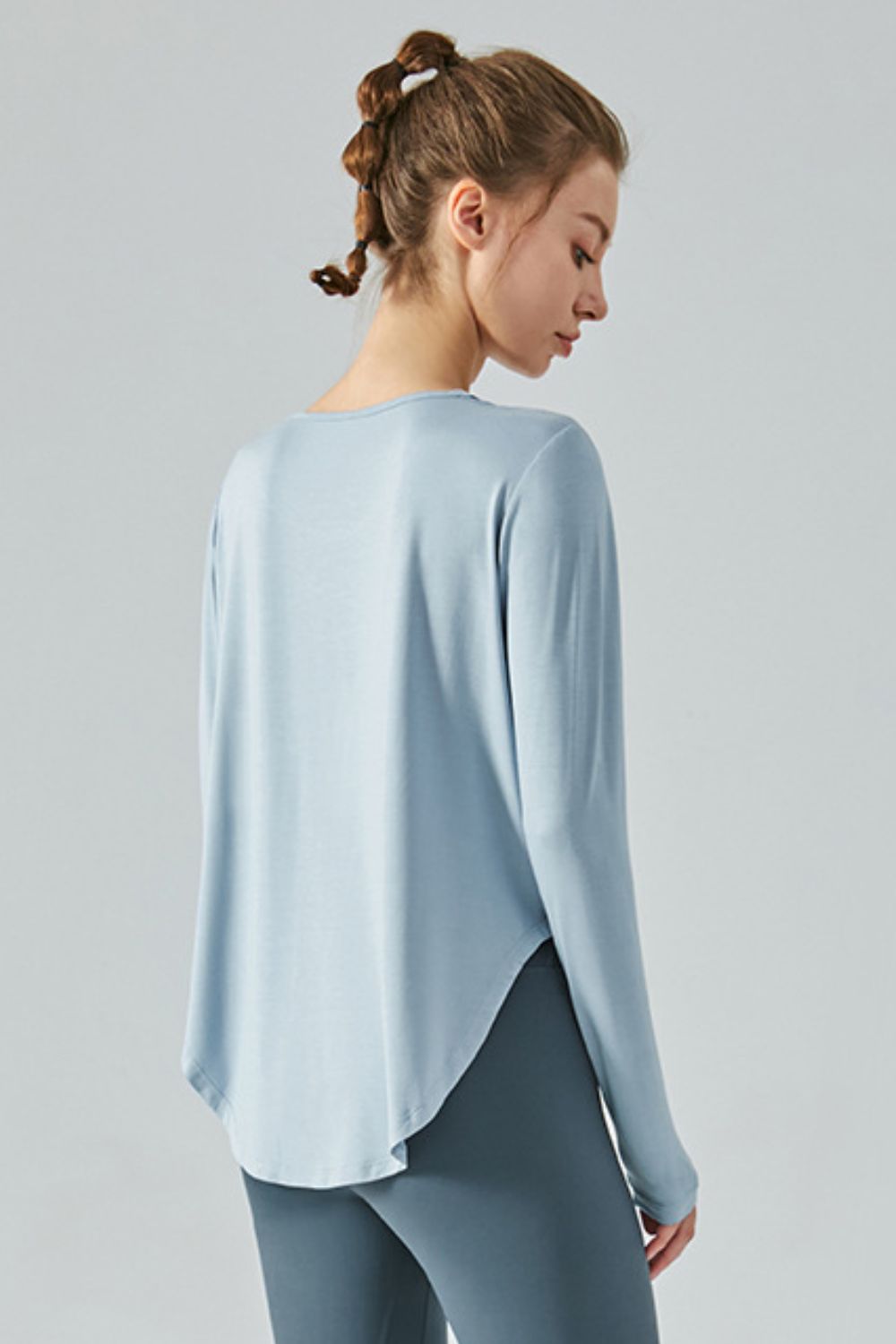 Neck Detail Slit Sports Top