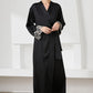 Contrast  Lace Trim Belted Robe